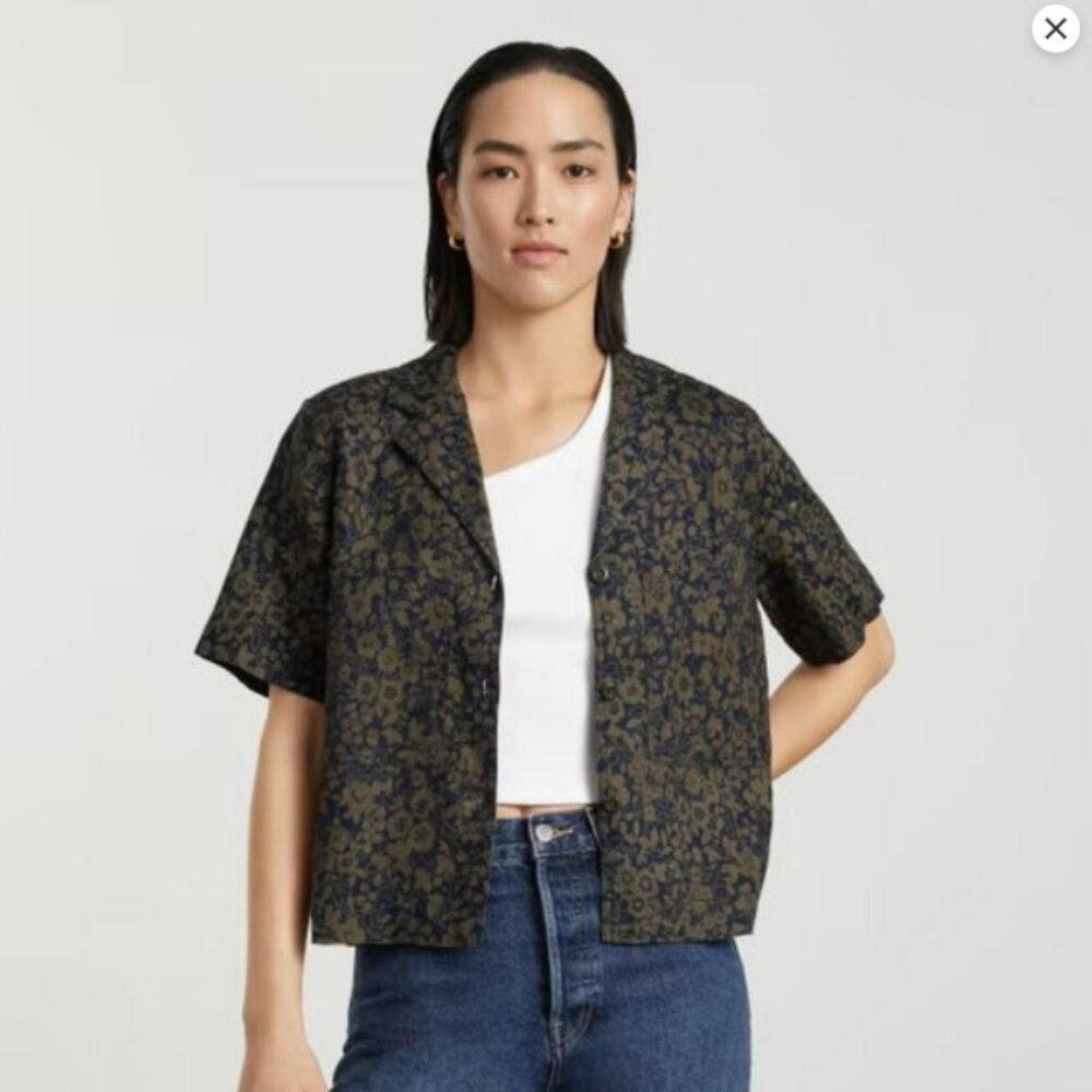 Everlane The Linen Workwear Shirt in Midnight Floral